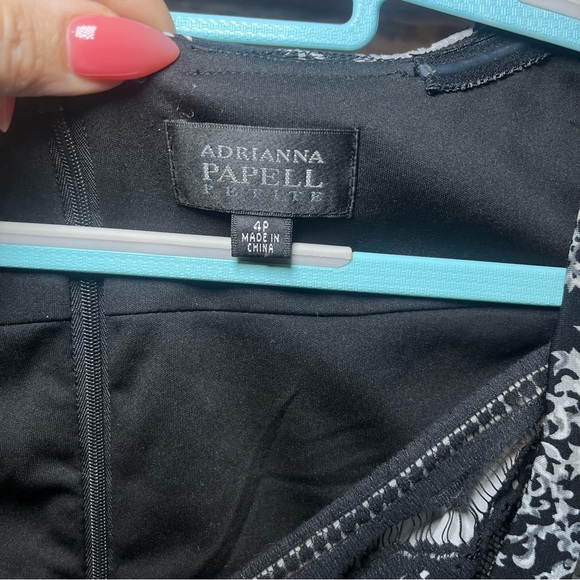 Adriana Papell Gray Black Paisley Bodycon Lowcut Sexy Stretchy Date‎ Night Dress - Picture 2 of 10
